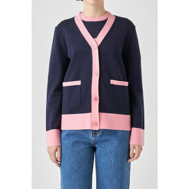 イングリッシュファクトリー レディース ニット&セーター アウター Women's Contrast V-neck Cardigan Blue/pink