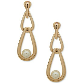 アンクライン レディース ピアス＆イヤリング アクセサリー Gold-Tone Link & Imitation Pearl Clip-On Linear Drop Earrings Crystal