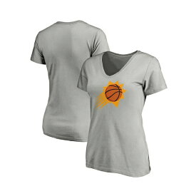 ファナティクス レディース Tシャツ トップス Women's Branded Gray Phoenix Suns Primary Logo Team V-Neck T-shirt Gray