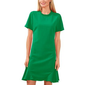 セセ レディース ワンピース トップス Women's Short Sleeve A-Line Ruffled Neck Dress Lush Green