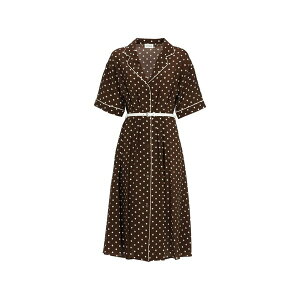 �p���b�V�� ���f�B�[�X �����s�[�X �g�b�v�X Polka-dot belted midi dress Brown
