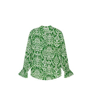 �}���p���~ ���f�B�[�X �V���c �g�b�v�X Dreamscape ikat-print ruffled shirt Green