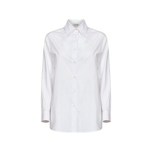 �u�����J ���B�[�^ ���f�B�[�X �V���c �g�b�v�X Cotton curved-hem shirt White
