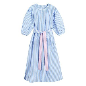 �`���e�B�A���h�p�[�J�[ ���f�B�[�X �����s�[�X �g�b�v�X Striped-pattern belted midi dress Blue
