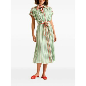 �L�������[�i�P�[ ���f�B�[�X �����s�[�X �g�b�v�X Valerie stripe-pattern midi dress Green