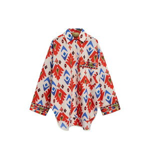 ������ ���f�B�[�X �V���c �g�b�v�X Lucha chest-pocket printed shirt Red
