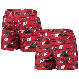 フォコ メンズ ハーフ＆ショーツ ボトムス Wisconsin Badgers FOCO Island Palm Swim Trunks Red