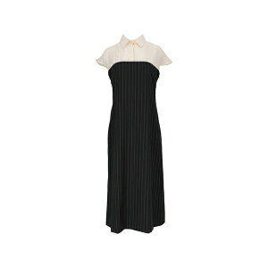 �C�U�C�A ���f�B�[�X �����s�[�X �g�b�v�X Pinstripe-pattern panelled midi dress Black