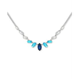 ゲス メンズ ネックレス・チョーカー アクセサリー Silver-Tone Mixed Color Stone Statement Necklace, 16" + 2" extender Silver