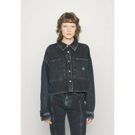 カルバンクライン レディース シャツ トップス EXTR OVERSIZE CROP - Button-down blouse - denim dark