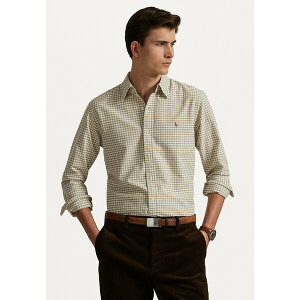t[ Y T_ V[Y CUSTOM FIT GINGHAM OXFORD SHIRT - Shirt - coastal beige/white