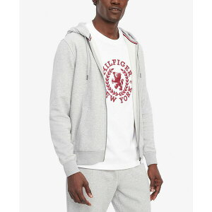 g~[ qtBK[ Y p[J[EXEFbgVc AE^[ Men's Long Sleeve Zip-Front Flag Logo Hoodie Light Grey Heather