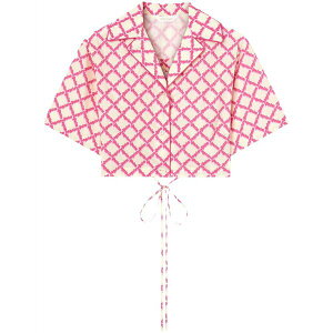 �p�[���E�G���W�F���X ���f�B�[�X �V���c �g�b�v�X Logo crisscrossed shirt Pink