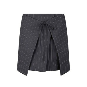 �X�|�[�c�}�b�N�X ���f�B�[�X �X�J�[�g �{�g���X Fatti mini pinstripe-pattern tie-detail skirt Grey