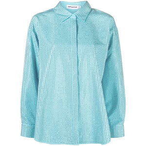 �Z���t�E�|�[�g���C�g ���f�B�[�X �V���c �g�b�v�X Rhinestone-embellished long-sleeve shirt Blue