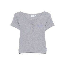 チョコレート レディース Tシャツ トップス Logo-embroidered top Grey