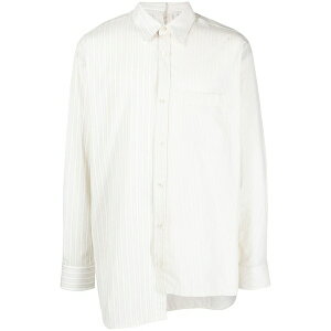 �����o�� �����Y �V���c �g�b�v�X Striped asymmetric-hem shirt Neutrals