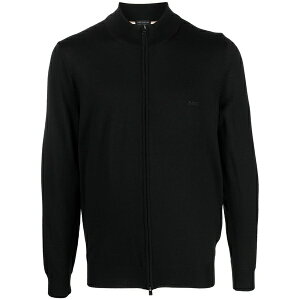 �{�X �����Y �J�[�f�B�K�� �A�E�^�[ Fine-knit zip-up cardigan Black