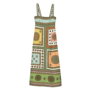 �A���� ���f�B�[�X �����s�[�X �g�b�v�X Contina square-neck midi dress Green