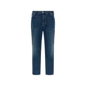 �f�p�[�g�����g�t�@�C�u �����Y �f�j���p���c �{�g���X Drake contrast-stitching cropped jeans Blue