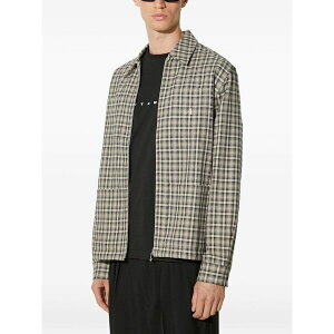 �A�E�F�C�N�j���[���[�N �����Y �W���P�b�g���u���]�� �A�E�^�[ Checked zip-up shirt jacket Brown