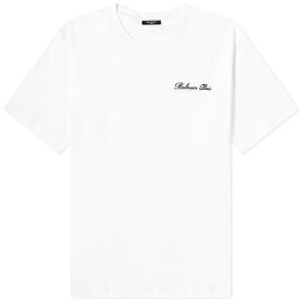 バルマン メンズ Tシャツ トップス Balmain Signature Logo T-Shirt Black