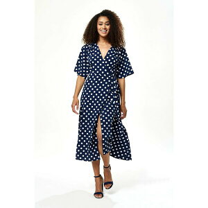 ���N�I���b�V�� ���f�B�[�X �����s�[�X �g�b�v�X BIG POLKA DOT MIDI WRAP - Day dress - dark blue white