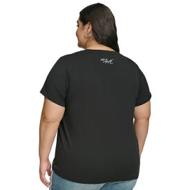 カールラガーフェルド レディース Tシャツ トップス Plus Size Embellished Graphic-Print T-Shirt, First@Macys Black/Gold