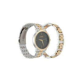 ジョーンズニューヨーク レディース 腕時計 アクセサリー Men's Analog Two Tone Metal Alloy Bracelet Watch, 42mm and Bracelet Set Black, Gold, Silver