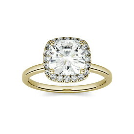 チャールズ アンド コルバード レディース リング アクセサリー Moissanite Cushion Halo Engagement Ring 1-3/8 ct. t.w. Diamond Equivalent in 14k White or Yellow Gold Gold