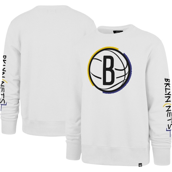 フォーティーセブン メンズ パーカー・スウェットシャツ アウター Brooklyn Nets ´47 2022/23 City Edition TwoPeat Headline Pullover Sweatshirt White