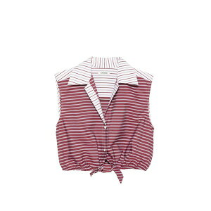 �T���h�� ���f�B�[�X �V���c �g�b�v�X Striped tie-hem shirt Red