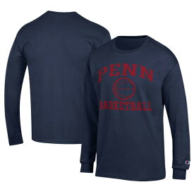 チャンピオン メンズ Tシャツ トップス Pennsylvania Quakers Champion Icon Logo Basketball Jersey Long Sleeve TShirt Navy