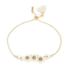 ロンナアンドリリー レディース ブレスレット・バングル・アンクレット アクセサリー Gold-Tone Crystal & Imitation Mother-of-Pearl Flower Slider Bracelet White