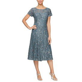 エス エル ファッションズ レディース ワンピース トップス Women's Sequined Embroidered A-Line Dress Steel Blue