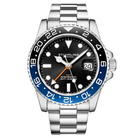 スターリング メンズ 腕時計 アクセサリー Men's Quartz Diver Silver-Tone Link Bracelet Watch 42mm Black