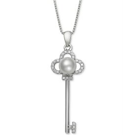 ベル ドゥ メール レディース ネックレス・チョーカー・ペンダントトップ アクセサリー Cultured Freshwater Pearl (6mm) & Cubic Zirconia Clover Key 18" Pendant Necklace in Sterling Silver Silver