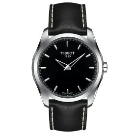 ティソット メンズ 腕時計 アクセサリー Men's Swiss Couturier Black Leather Strap Watch 39mm Black