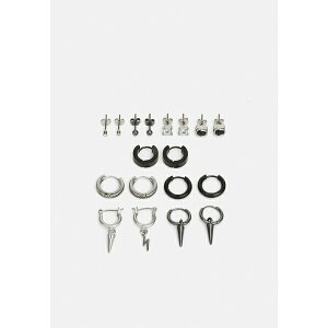 A^[ Y T_ V[Y 9 PACK UNISEX - Earrings - silver-coloured/black