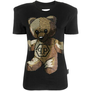 �t�B���b�v�v���C�� ���f�B�[�X T�V���c �g�b�v�X Sexy pure fit crystal-embellished t-shirt Black