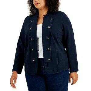 g~[ qtBK[ fB[X WPbgu] AE^[ Plus Size Military Band Jacket Sky Captain