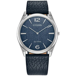 V`Y Y rv ANZT[ Eco-Drive Unisex Blue Leather Strap Watch 38mm No Color