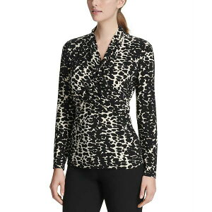 �_�i �L������ �j���[���[�N ���f�B�[�X �J�b�g�\�[ �g�b�v�X Petite Printed Surplice Top, Created for Macy's Tan Multi