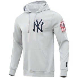 プロスタンダード メンズ パーカー・スウェットシャツ アウター New York Yankees Pro Standard Classic Chenille Double Knit Pullover Hoodie Gray