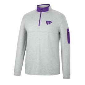 コロシアム メンズ ジャケット＆ブルゾン アウター Kansas State Wildcats Colosseum Country Club Windshirt QuarterZip Jacket Heathered Gray/Purple