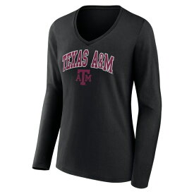 ファナティクス レディース Tシャツ トップス Texas A&M Aggies Fanatics Branded Women's Campus Long Sleeve VNeck TShirt Black