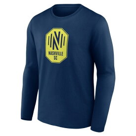 ファナティクス メンズ Tシャツ トップス Nashville SC Fanatics Branded Official Logo Long Sleeve TShirt Navy
