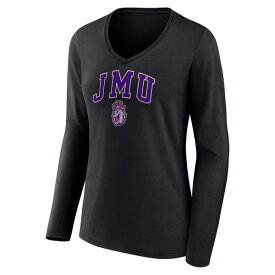 ファナティクス レディース Tシャツ トップス James Madison Dukes Fanatics Branded Women's Campus Long Sleeve VNeck TShirt Black