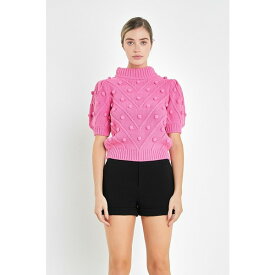 イングリッシュファクトリー レディース ニット&セーター アウター Women's Pom Pom Puff Sleeve Sweater Pink