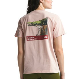 ノースフェイス レディース カットソー トップス Women's Places We Love Graphic Print Cotton T-Shirt Pink Moss